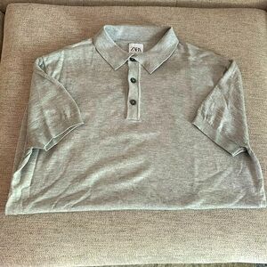 Men’s Zara thin knit cotton polo sweater size L